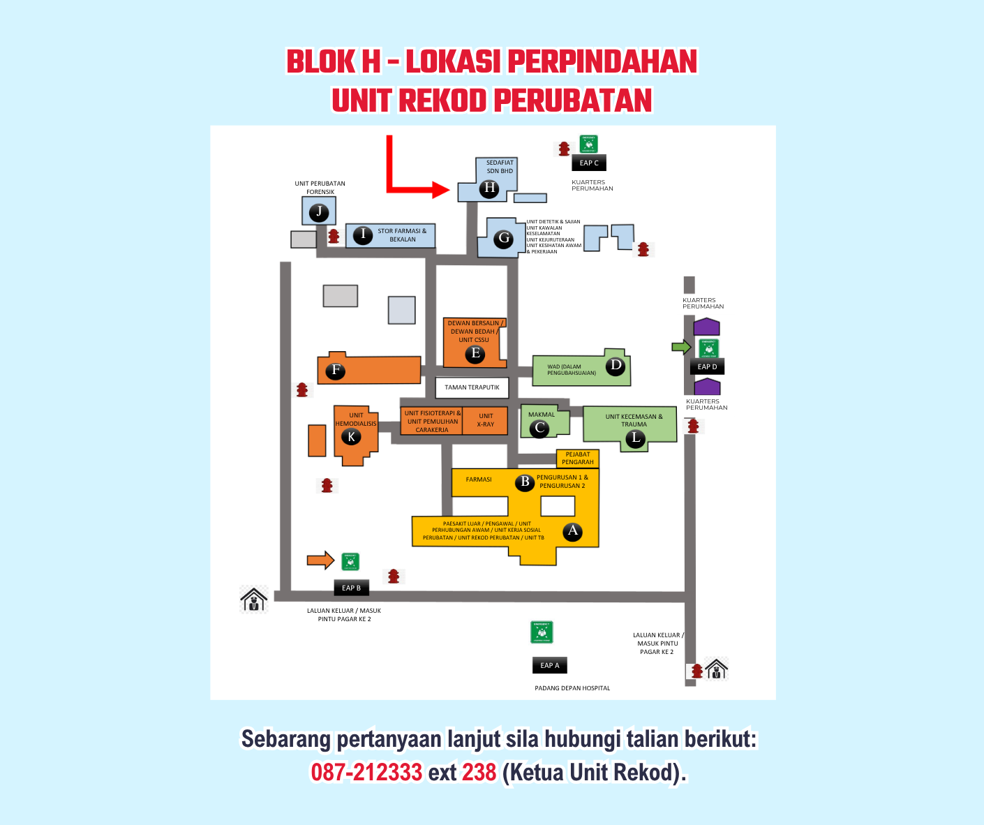 pindah unit rekod perubatan hospital beaufort blok h